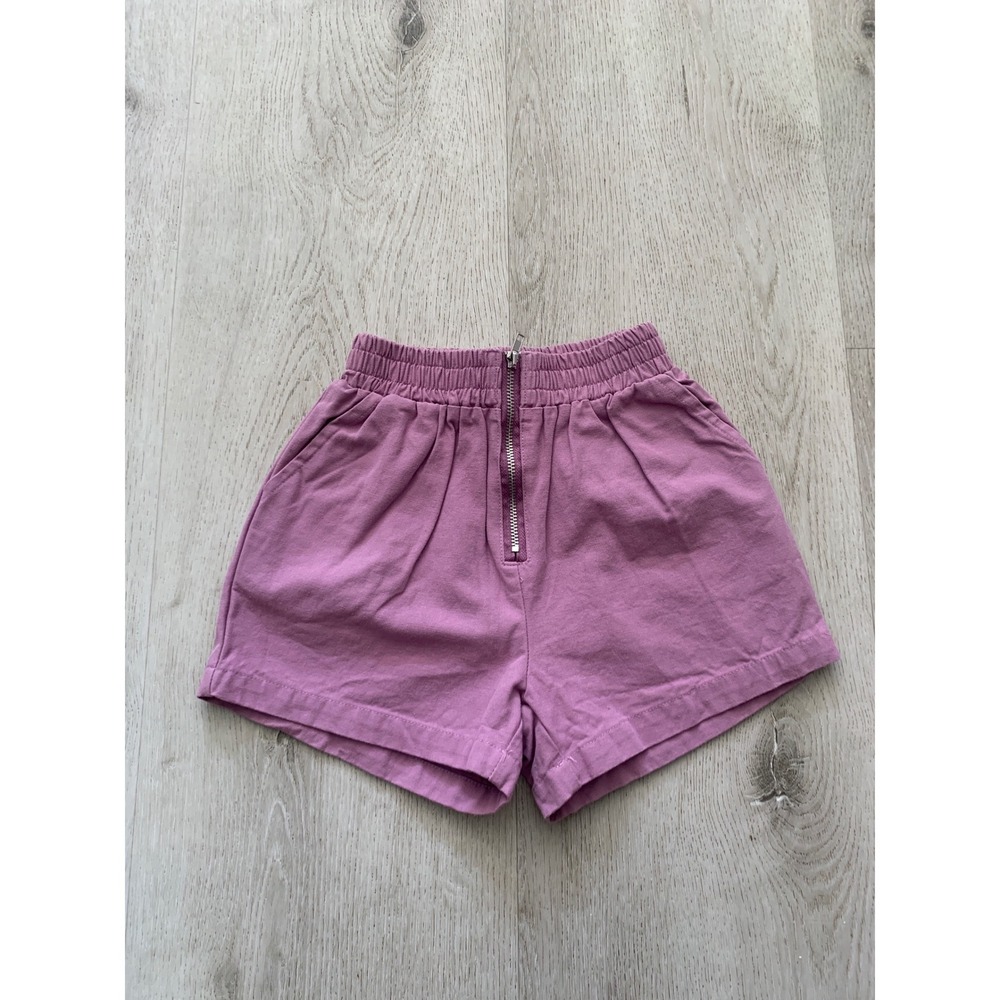 Wander & Wonder Kids Purple Cotton Shorts Exposed Zipper Elastic Waist‎ 3-4T